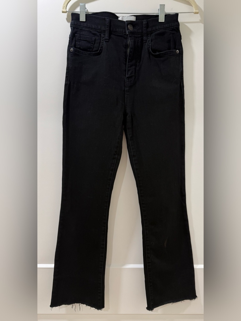 Current/Elliott Black Frayed Hem Kick Flare Jeans Size 26